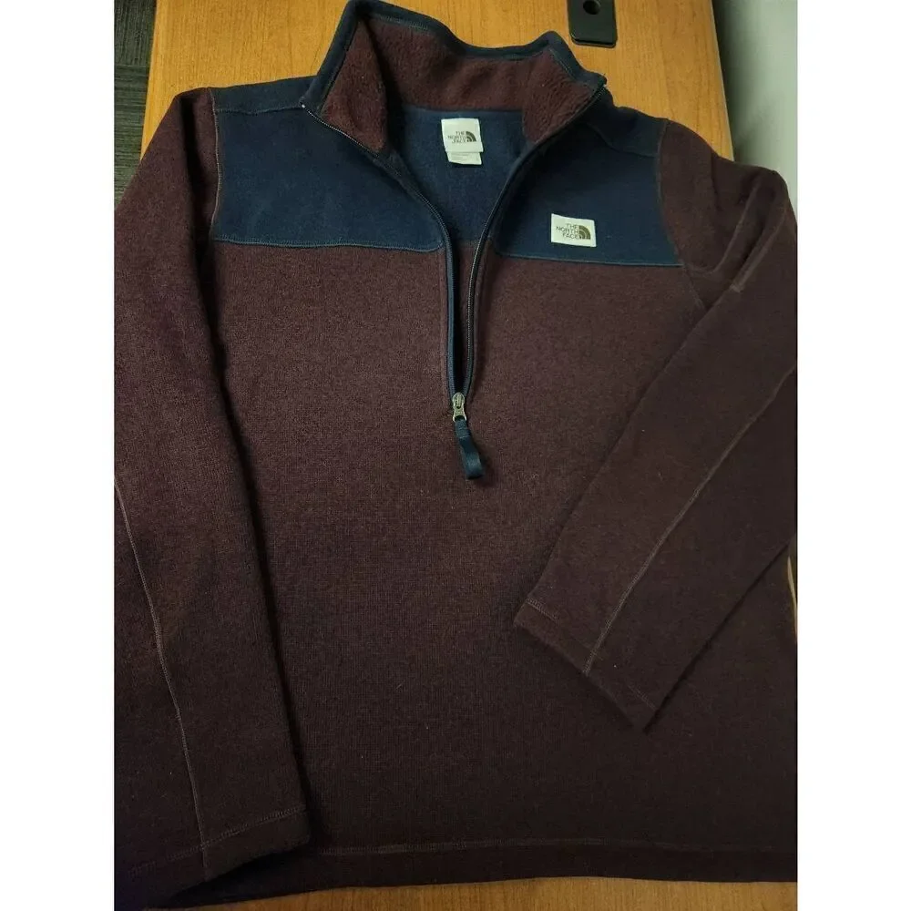 THE NORTH FACE Men's LARGE GORDON LYONS QUARTER ZIP PULLOVER ROOT BROWN (Burgund